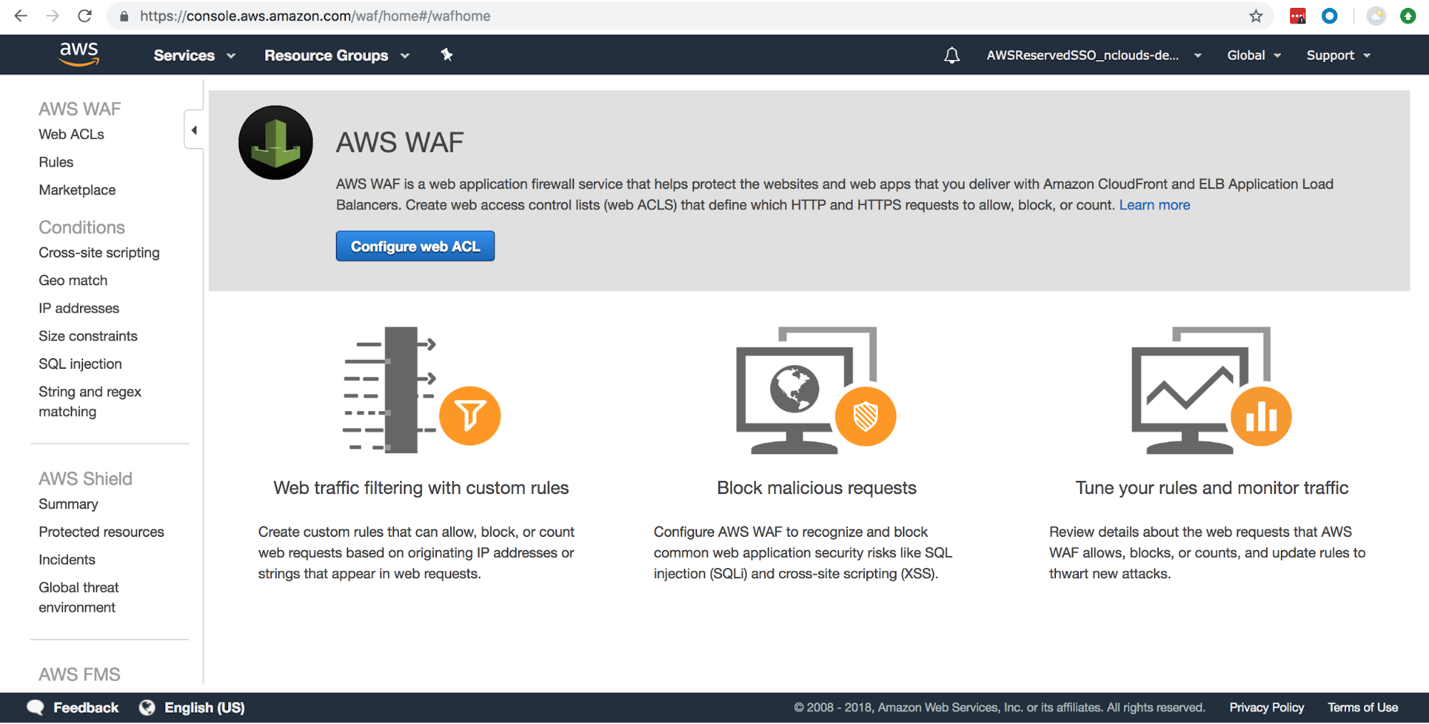 screenshot of AWS WAF